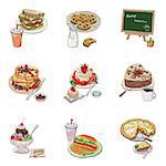 Set of various food icons