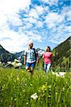 Couple Hiking, Vilsalpsee, Tannheim Valley, Tyrol, Austria