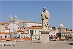 Miradouro das Portas do Sol and Statue of Sao Vicente with Monastery of Sao Vicente de Fora in background, Alfama, Lisbon, Portugal