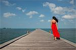 Woman on pier, Taling Ngam Beach, Ko Samui, Thailand