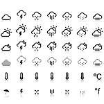 Weather Icons in White Background, Zip includes 300 dpi JPG, Illustrator CS, EPS10. Vector with  transparency.