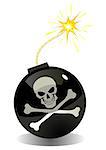 Illustration of a bomb with jolly roger symbol