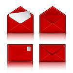 Set of Red envelopes. Vector illustration on white background