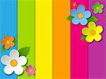 Vector - Beautiful Spring Flowers Rainbow Background