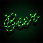 Glowing neon sign - Beer. Vector Eps10 illustration.