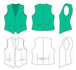 Outline green waistcoat vector illustration isolated on white. EPS8 file available.