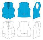 Outline blue waistcoat vector illustration isolated on white. EPS8 file available.