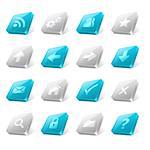 Set of 3d square buttons with web icons