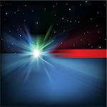 abstract blue background with stars and sunrise