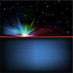 abstract blue background with sunrise and stars