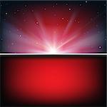 abstract red background with sun and stars