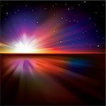 abstract space background with sunrise and stars