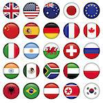 Set of Round Flags world top states, Zip includes 300 dpi JPG, Illustrator CS, EPS10. Vector with transparency.