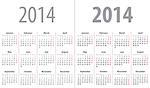 Calendar grid for 2014. Mondays first. Regular and bold grid. Vector illustration