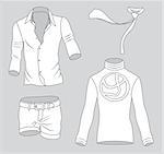 Man clothes collection isolated on grey background — vector illustration