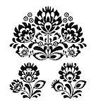 Decorative traditional vector black pattern set - paper catouts style isolated on white