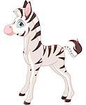 Illustration of cute zebra foal standing