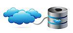 Network server connecting with clouds illustration design over white