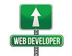 web developer road sign illustration design over a white background