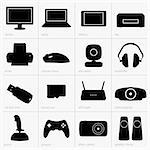 Set of computer equipment icons
