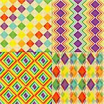 Set of Colorful Retro Seamless Pattern Wallpaper