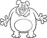 Black and White Cartoon Illustration of Funny Big Bear or Grizzly for Coloring Book