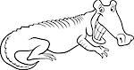 Black and White Cartoon Illustration of Funny Alligator Crocodile for Coloring Book