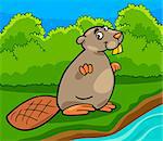 Cartoon Illustration of Funny Beaver Wild Animal