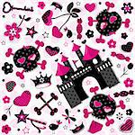 cute aggressive girlish pattern on pink background