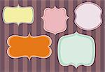 Vector collection of doodle, retro colorful frames on dark background