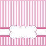 Pink vector card invitation for baby shower, wedding or birthday party with white stripes. Cute background with white space to put your own text.
