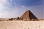 Ancient stone pyramid in Egyptian desert near Giza