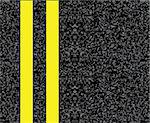 Road markings on the pavement. Double yellow centerline. Vector illustration.