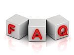 FAQ text on white cubes on white background