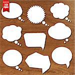 Wooden Background With Speech Bubbles Set With Gradient Mesh, Vector Illustration