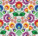 Repetitive colorful background - polish folk art pattern