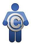 Guy Holding Copyright sign illustration design over a white background