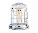 child in a cage 3d Illustrations on a white background