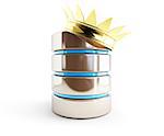 database gold crown 3d Illustrations on a white background