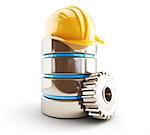 database repair and preventive maintenance 3d Illustrations on a white background