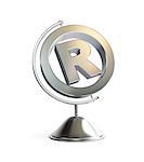 globe registered trademark sign 3d Illustrations on a white background