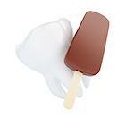 ice cream and a tooth 3d Illustrations on a white background