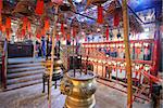 Interior of Man Mo Temple in Hong Kong, China.