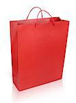 Red shopping bag isolated on white with clipping path