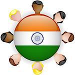 India Flag Button Teamwork People Group - Vector