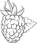 Black and White Cartoon Illustration of Raspberry Berry Fruit Food Object for Coloring Book