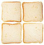Collection of bread slices isolated on white background