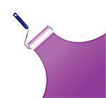 Paint roller and purple paint stripe. illustration design over white