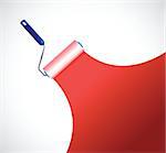 Paint roller and red paint stripe. illustration design over white
