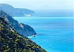 Summer Lefkada Island coast view from up (Greece)